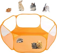 [Orange] Small Animals C&amp;C Cage Tent, Breathable &amp; Transparent Pet Playpen Pop O - £23.18 GBP