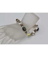 Michael Dawkins 925 Sterling Silver Clear Yellow Blue Stone Oval Link Br... - $288.21 CAD