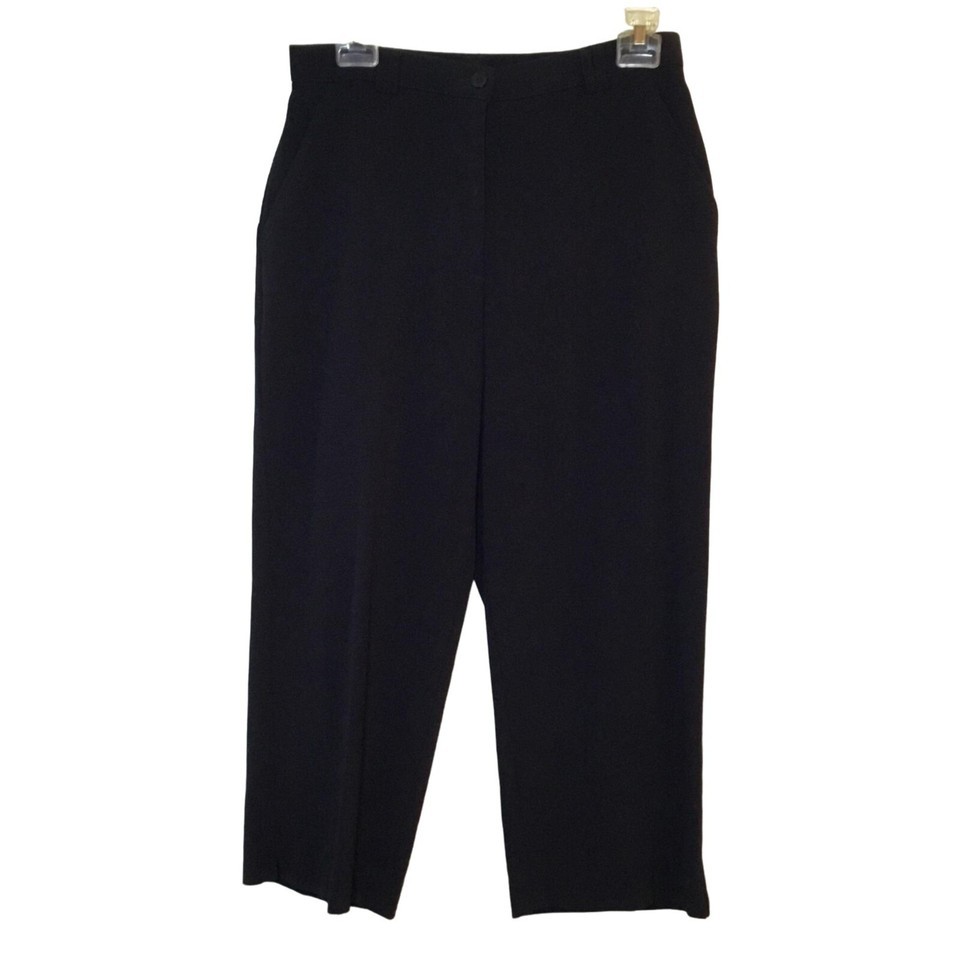 Navy Blue Knit Ankle Slacks Flat Front Ladies Size 6 by Investments - $18.70