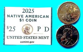 2025 D &amp; P  Sacagawea Native American $1 Dollar UNC Coin Set - 2 coins S... - $7.75 CAD