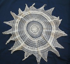 Large 25&quot; vintage Hand crocheted Doily table topper - £11.72 GBP