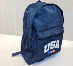 Nylon Canvas Backpack ~ Basic 2-Pocket School Book Bag w/Patriotic USA Emblem - £9.36 GBP