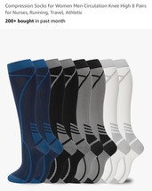 Compression Socks for Women Men Large-X-Large 02-8 Pairs-blue/Black/Whit... - $643.63 MXN