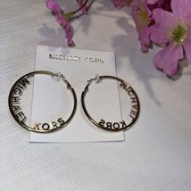 Michael Kors Gold-tone 2&quot; Hoop Earrings Mk Logo Rim - New - £73.82 GBP