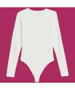 White Stretch Thong Bodysuit Long Sleeve Jersey Rib Knit Fitted Size 4X NEW - £17.31 GBP