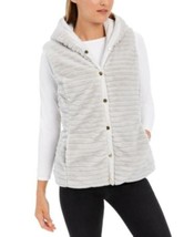 MSRP $110 Charter Club Faux-Fur Hooded Reversible Vest Silver Size 2XL - £14.07 GBP