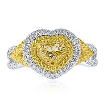 GIA 1.48 TCW Natural Fancy Intense Yellow Heart Diamond Ring 18k Gold - £4,205.94 GBP