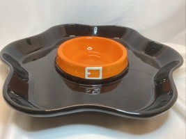 Halloween Orange And Black Ceramic Chip n Dip Platter - $9.00