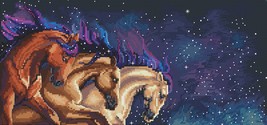Horses cross stitch night stars pattern pdf - Starry Sky cross stitch ni... - £9.03 GBP