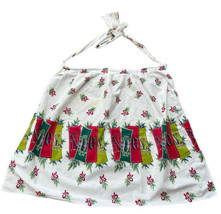 Vtg Noel Christmas Apron Comfortable Old Fashioned Grandma Style Pine Red Ribbon - £16.92 GBP