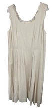 Sigrid Olsen Linen Viscose Midi Dress w/ Pockets Square Neck Size L Beige - £31.64 GBP