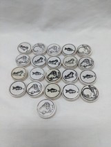Lot Of (21) White Wooden Sea Animal Board Game Tokens 7/8&quot; Walrus Seal Whale - £25.00 GBP
