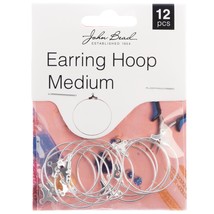 John Bead Earring Hoop Medium 25mm 12/Pkg-Silver 1401060 - €12,74 EUR