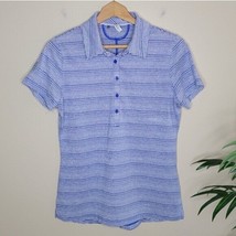 Under Armour | Blue &amp; White Striped Fitted Polo, womens size medium - $12.59