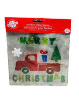 NEW Merry Christmas Winter window Gel Clings 22 pcs Red Truck Tree Decorations - £7.69 GBP