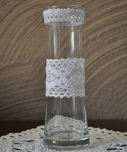 Glass vase slim decorated with a fabric band and ornament from Rustic Art. Lily  - £8.52 GBP
