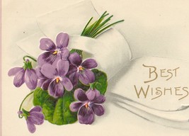 Violets and Best Wishes Antique Greeting Postcard  - £5.23 GBP