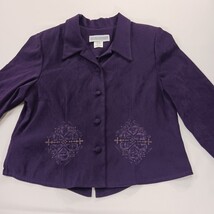 Jessica Howard Women's Purple Embossed Blazer Jacket Open Back Collared Size 14 image 14