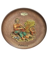Vintage Vallauris Ceramic Plate with &quot;Weaver&quot; Bas-Relief - 2Y296 - $129.40 CAD