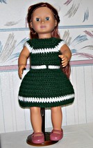 American Girl Green-White Dress, Crochet, 18 Inch Doll, Handmade  - £17.31 GBP