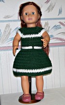 American Girl Green-White Dress, Crochet, 18 Inch Doll, Handmade  - $22.00