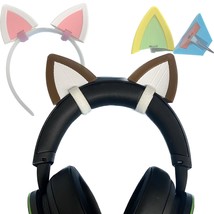 2x Cat Ears for Headset Made In USA 16 Colors Brown White - £16.47 GBP