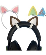 2x Cat Ears for Headset Made In USA 16 Colors Brown White - £16.55 GBP