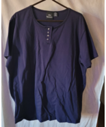 Women's Stefano Basics Shirt Plus Size 26/28 Dark Blue Pullover Short Sl... - $14.99
