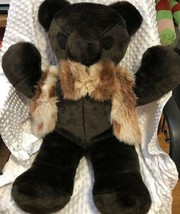 Teddy Bear Gift House Plush Brown Bear 30&quot; Tall Large with Fur Vest &amp; Bow Tie  - £44.21 GBP