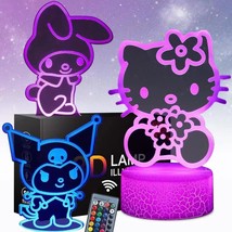 3D Illusion Cat Night Light For Kids - 3 Patterns And 16 Colours Change With Rem - £28.76 GBP