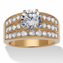 PalmBeach Jewelry Gold Ion-Plated Stainless Steel CZ Pave Engagement Ring - £23.03 GBP