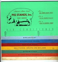 Pig Stands Menu Fort Worth Texas America&#39;s Motor Lunch N Main Park Place 7th St - £194.64 GBP
