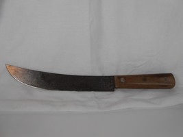 Vintage Full Tang 10&quot; Curved Blade Wood Handle Carbon Steel Knife - £18.83 GBP