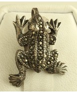Vintage Sterling Silver Marcasite Stone Frog Leap Charm Pendant Marked ML - £31.38 GBP