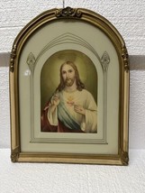 1920&#39;s Art Deco Sacred Heart Of Jesus Framed Print 13.5”x17.5” - $178.19