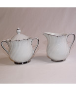 Harmony House Fine China 3512 Heirloom Cream And Sugar Set White &amp; Silve... - €10,79 EUR