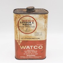 Watco Exterior &amp; Marine Wood Preserver Empty Tin Can Advertising Design - $14.84