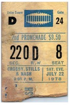 Vintage Crosby Stills Nash Ticket Juillet 22 1978 Madison Carré Jardin N... - £40.15 GBP