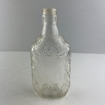 Half Pint Screw Top Vintage Large Embossed Antique Clear Glass Bottle Empty - £15.50 GBP