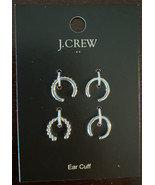 NEW J.Crew Factory Women’s Faux Crystal &amp; Pearl Ear Cuffs Silver Set Of ... - $14.84