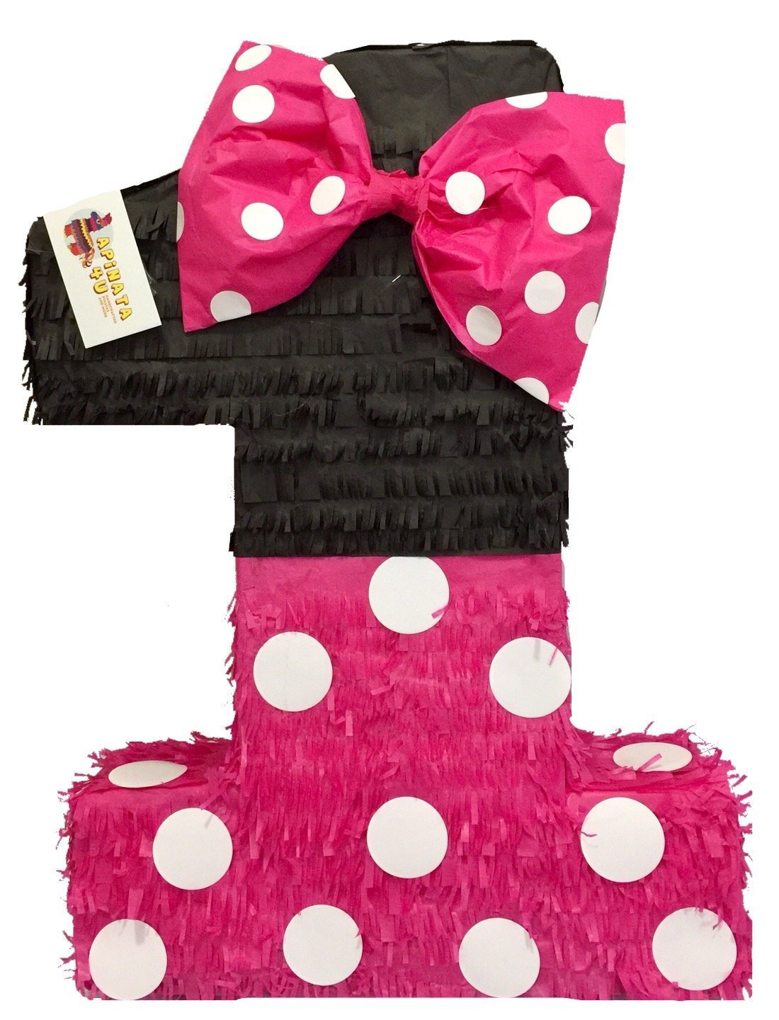 Number One Pinata, Hot Pink and Black, Mouse Themed First Birthday Party... - $39.99
