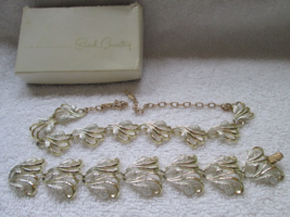 Sarah Coventry necklace and bracelet, silver tone with brass colored findings, p - £28.14 GBP