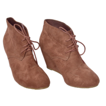 Bella Marie Sally-5 Chestnut Suede Booties Size 8.5 Wedge Heel - $389.63 MXN