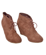 Bella Marie Sally-5 Chestnut Suede Booties Size 8.5 Wedge Heel - $28.43 CAD