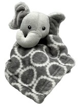 HB Hudson Baby Gray Elephant Lovey Security Blanket Circles 14 x 14 inch - $14.01