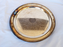 VTG Leonard Silver Plated 15&quot; Serving Tray round floral sroll design - $94.05