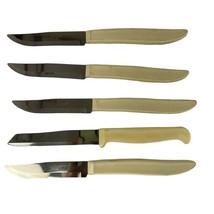 Vintage Quikut Bakelite Stainless Steel White Knife Set Lot 4 + 1  u - £21.03 GBP