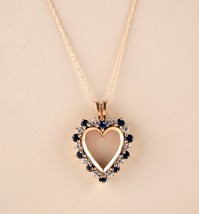 *10K Yellow Gold Sapphire Heart Pendant Necklace 18&quot; - $249.99