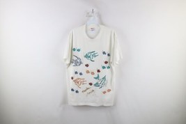 Vintage 90s Womens Large Glitter Puffy Paint Naples Florida Fish T-Shirt USA - £26.43 GBP