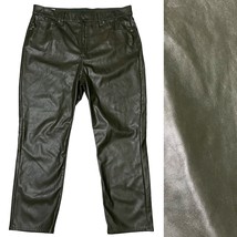 GAP Vintage Slim High Rise Vegan Faux Leather Pants Olive Green 16 / 33 ... - £25.19 GBP